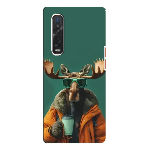 Чохол з принтом «Лось з кавою» для OPPO Find X3 Pro