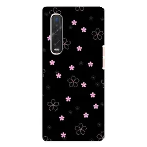 Чехол с розовым рисунком для Oppo Find X3 Pro (Розовые цветы на черном)