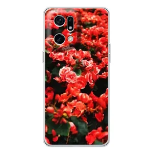 Чехлы с Цветами для OPPO Find X5 Pro (VPrint) (Цветы красные)