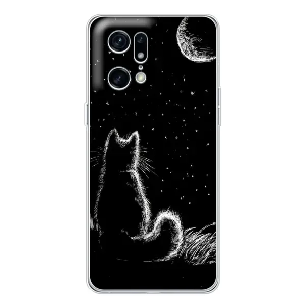 Чехол с принтом «Котик и луна» для OPPO Find X5 Pro