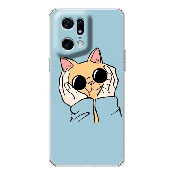 Чохол з принтом «Котик в окулярах» для OPPO Find X5 Pro