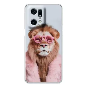 Чехол с принтом стильные животные для Find X5 Pro (Лев в очках)