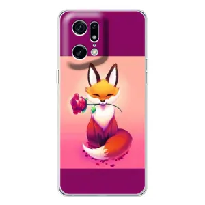 Чехлы с картинкой Лисички для OPPO Find X5 Pro (VPrint) (Лисичка с розочкой)
