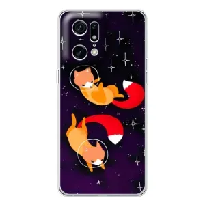 Чехлы с картинкой Лисички для OPPO Find X5 Pro (VPrint) (Лисички космонавты)