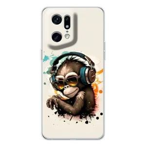 Чохол з Мавпами OPPO Find X5 Pro - (AlphaPrint) (Макака в навушниках)