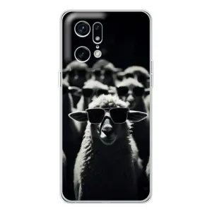 Чехол с принтом стильные животные для Find X5 Pro (Овечка в очках)