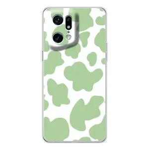Чехол с принтом коровы на Find X5 Pro (Зеленый принт)