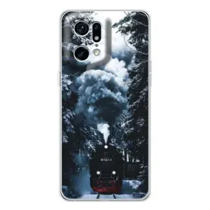 Новорічні, Святкові Чохли для OPPO Find X5 Pro - 2024 год (Зимовий потяг)