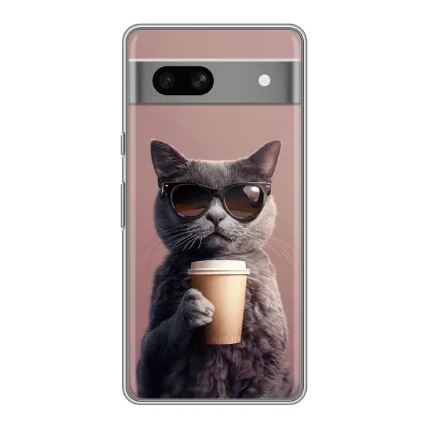 Чохол з принтом «Кіт з кавою» для OPPO K15s