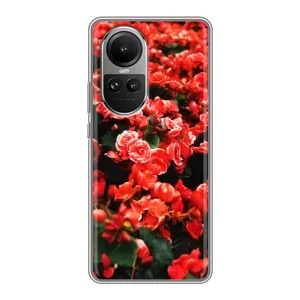 Чехлы с Цветами для Oppo Reno 10 Pro (VPrint) (Цветы красные)