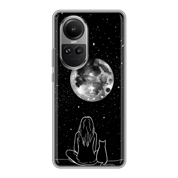 Чохол з принтом «Дівчина з котом» для OPPO Reno 10 Pro