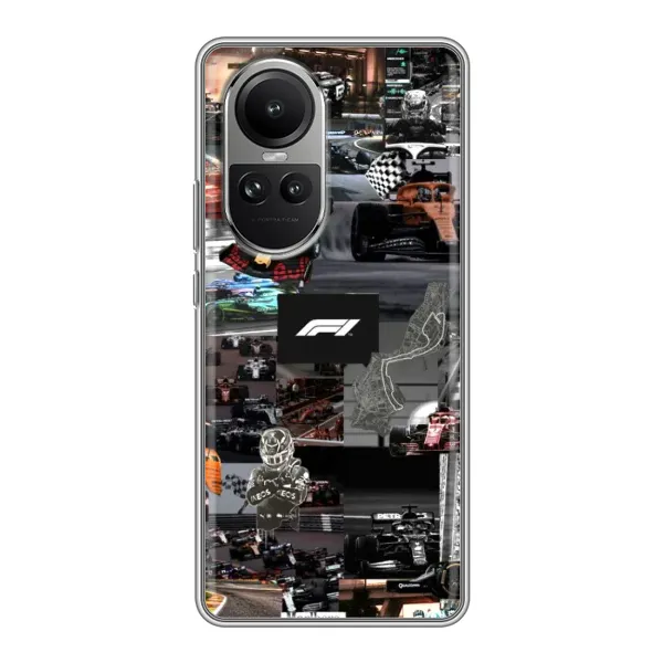 Чехол с принтом «Гоночный коллаж Ф1» для OPPO Reno 10 Pro