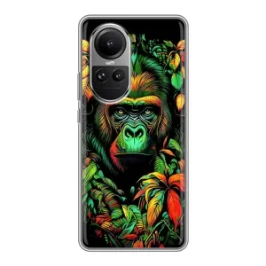 Чохол з Мавпами Oppo Reno 10 Pro - (AlphaPrint) (Мавпа в квітах)