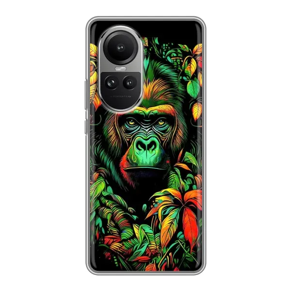 Чохол з принтом «Мавпа в квітах» для OPPO Reno 10 Pro