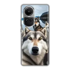 Чехол с Хаски для Oppo Reno 10 Pro - (AlphaPrint) (Селфи ХАски)