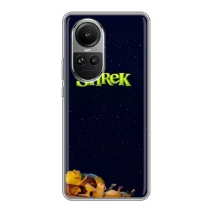 Чехол с мультфильмом Шрек на Oppo Reno 10 Pro (Отдыхающий Шрек)