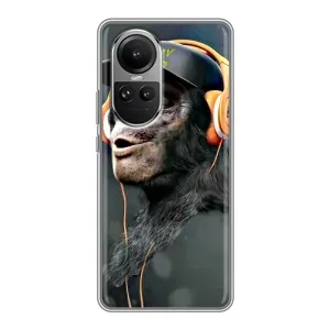Чохол з Мавпами Oppo Reno 10 Pro - (AlphaPrint) (В навушниках)