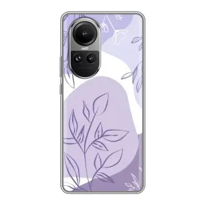 Силиконовый чехол с принтом в цветах на Oppo Reno 10 (Фиолетовые листья абстракция)