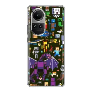 Чехол Майнкрафт на Oppo Reno 10 (AlphaPrint) Minecraft (Коллаж Майнкрафт)