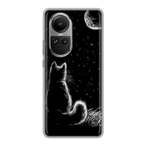 Чехол с принтом «Котик и луна» для OPPO Reno 10