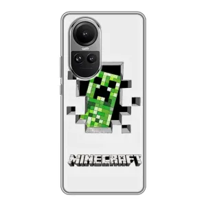 Чехол Майнкрафт на Oppo Reno 10 (AlphaPrint) Minecraft (крипер Майнкрафт)