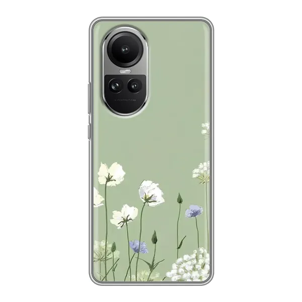 Чехол с принтом «Цветы на зеленом» для OPPO Reno 10