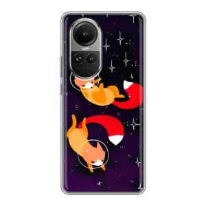 Чехлы с картинкой Лисички для Oppo Reno 10 (VPrint) (Лисички космонавты)