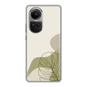 Силиконовый чехол с принтом в цветах на Oppo Reno 10 (Зеленая монстера дизайн)