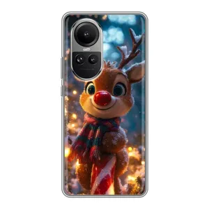 Яскравий чохол для Oppo Reno 10 з Зимові Оленята (Олень з шарфом)
