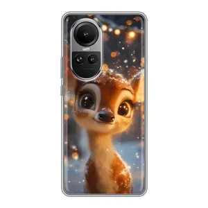Яскравий чохол для Oppo Reno 10 з Зимові Оленята (Оленятко серед гірлянд)