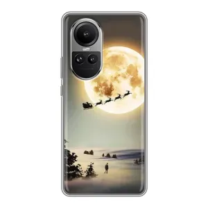 Новорічні, Святкові Чохли для Oppo Reno 10 - 2024 год (Санта на місяці)