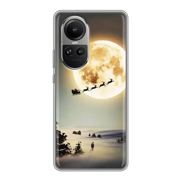 Чехол с принтом «Санта на луне» для OPPO Reno 10