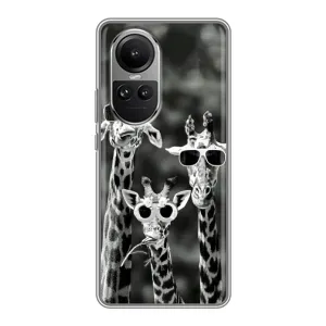 Силіконовий чохол з КАРТИНКАМИ літо для Oppo Reno 10 (AlphaPrint) (Жирафи в окулярах)