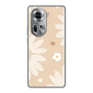 Чохол з квітковим принтом на OPPO Reno 11 5G (Бежеві квіти)