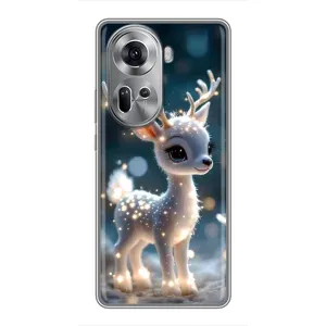 Яркий чехол для OPPO Reno 11 5G с Зимними Оленятами (Блестящий олененок)
