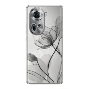 Чохол з квітковим принтом на OPPO Reno 11 5G (Чорні квіти)