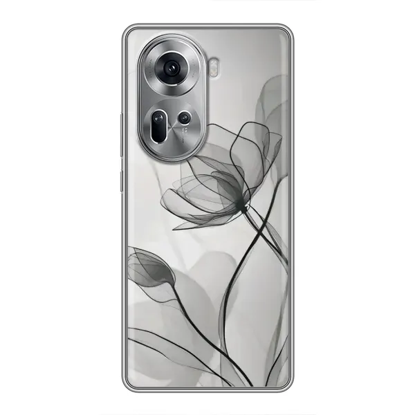 Чехол с принтом «Черные цветы» для OPPO Reno 11 5G Чехол с принтом «Черные цветы» для OPPO Reno 11 5G