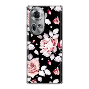 Чохли з квітами для Oppo Reno 11 5G (VPrint) (Квіти на чорному)