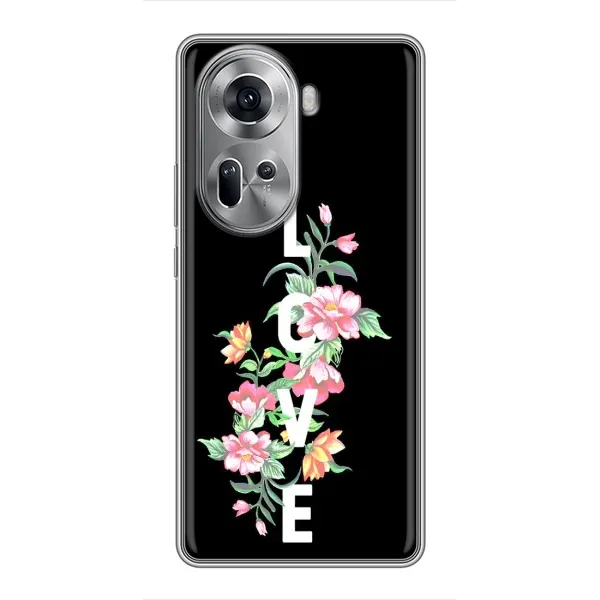 Чехол с принтом «Цветы LOVE» для OPPO Reno 11 5G Чехол с принтом «Цветы LOVE» для OPPO Reno 11 5G