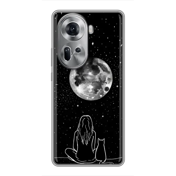 Чехол с принтом «Девушка с котом» для OPPO Reno 11 5G
