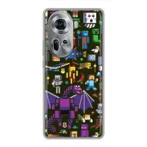 Чехол Майнкрафт на Oppo Reno 11 5G (AlphaPrint) Minecraft (Коллаж Майнкрафт)