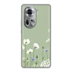 Чохол з квітковим принтом на OPPO Reno 11 5G (Квіти на зеленому)