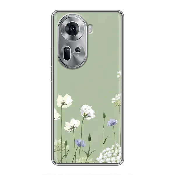 Чехол с принтом «Цветы на зеленом» для OPPO Reno 11 5G Чехол с принтом «Цветы на зеленом» для OPPO Reno 11 5G