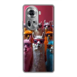 Чохол з принтом стильні тварини для OPPO Reno 11 5G (Лами в окулярах)