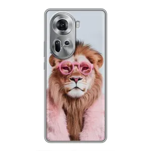 Чохол з принтом стильні тварини для OPPO Reno 11 5G (Лев в окулярах)