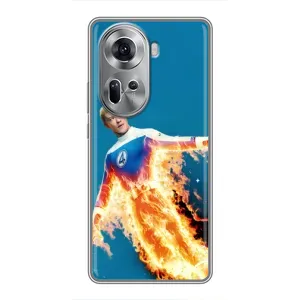 Чехол с принтом Фантастическая четверка для Oppo Reno 11 5G (Человек-факел в огне)