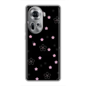 Чохол з розовим принтом для Oppo Reno 11 5G (Рожеві квіти на чорному)