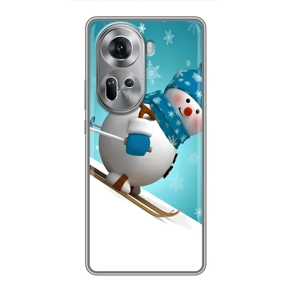 Чехол с принтом «Снеговик на лыжах» для OPPO Reno 11 5G