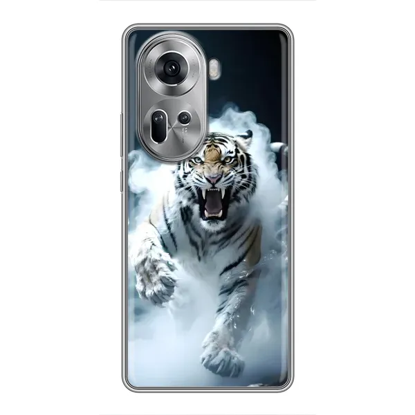 Чехол с принтом «Белый тигр в дыму» для OPPO Reno 11 5G