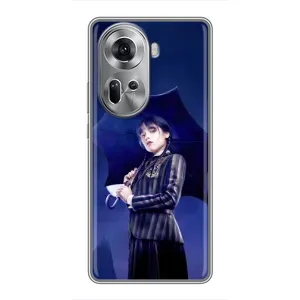 Чехлы Венсдей на Oppo Reno 11 5G Уэнсдей (AlphaPrint) (Уэнздей с зонтом)